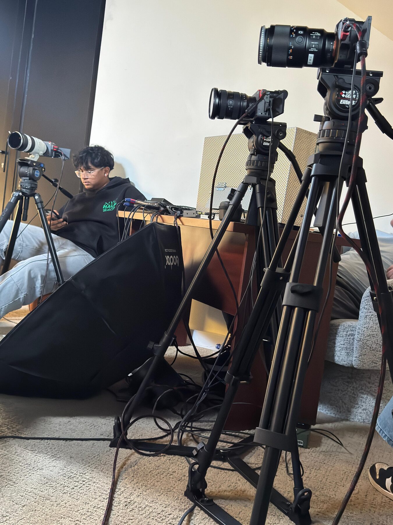 Production camera gear on set